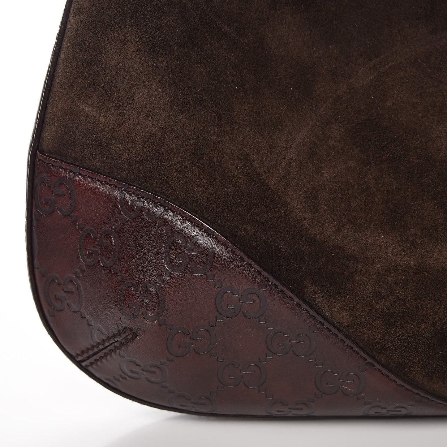 Guccissima Suede Hasler Hobo Dark Brown