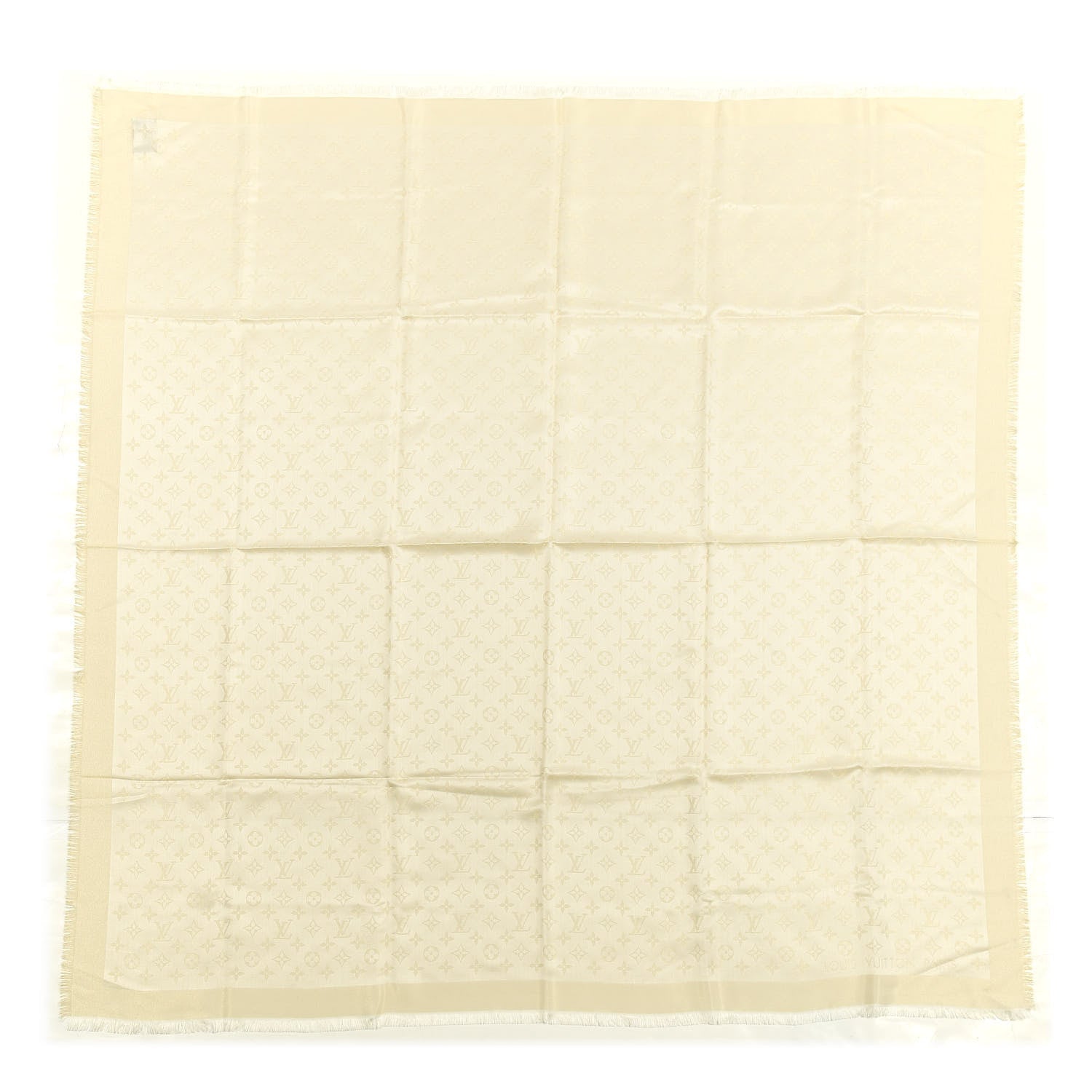 Louis Vuitton Silk Wool Monogram Shine Shawl Beige 1 of 3
