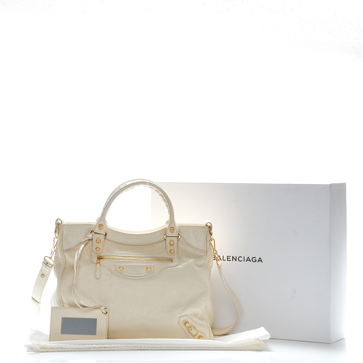 Agneau Giant 12 Gold Hardware Velo Blanc Creme Light Craie