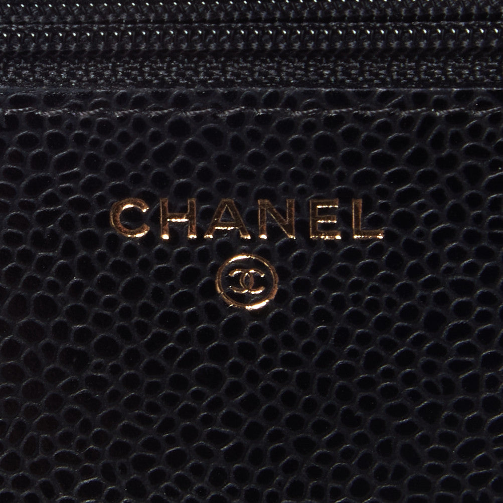 Caviar Quilted Wallet On Chain WOC Black