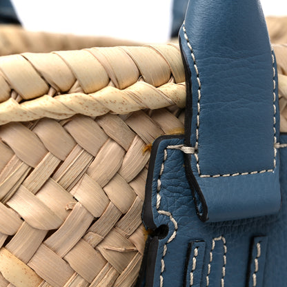 Chloe Raffia Small Grain Calfskin Mini Marcie Basket Mirage Blue 8 of 11