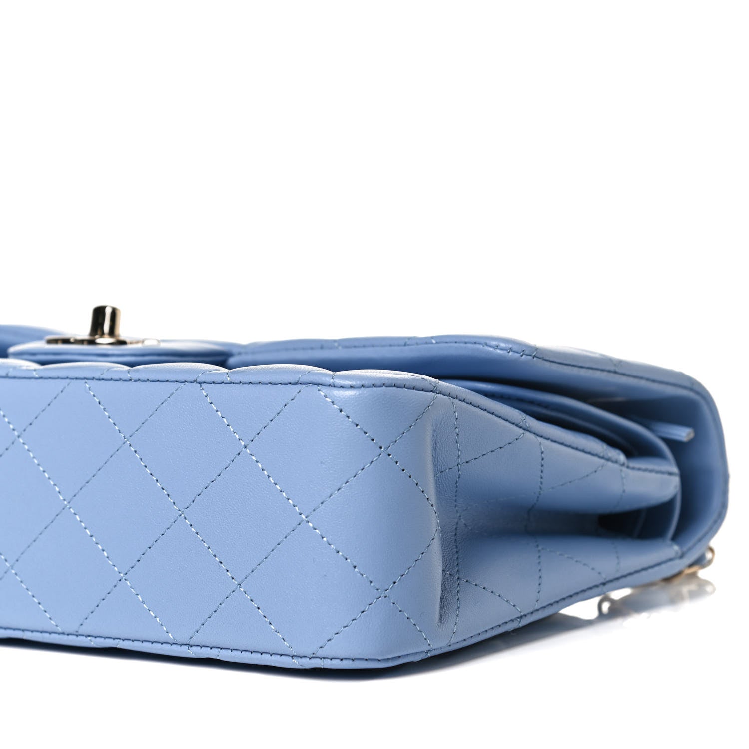 Chanel Lambskin Quilted Medium Double Flap Light Blue 8 of 10