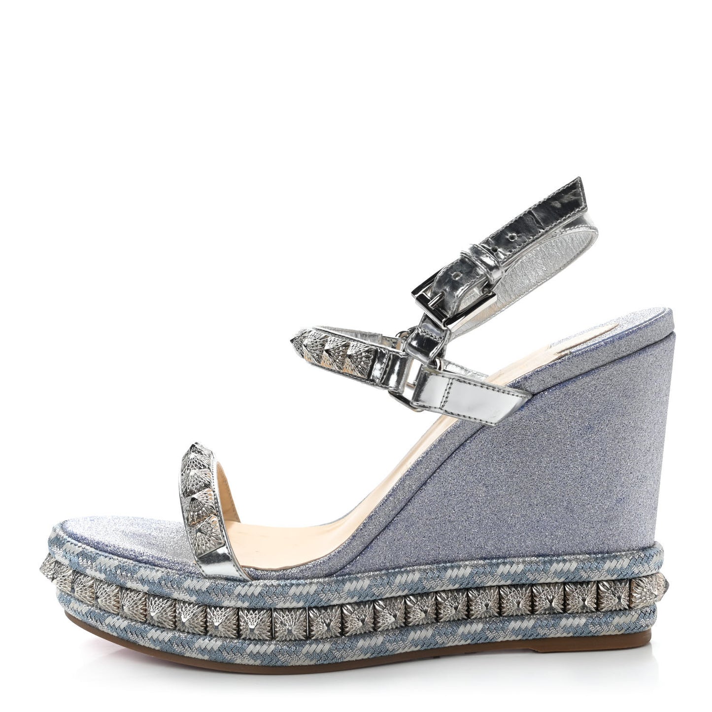 Mini Glitter Pira Ryad 110 Wedge Sandals 40 Silver