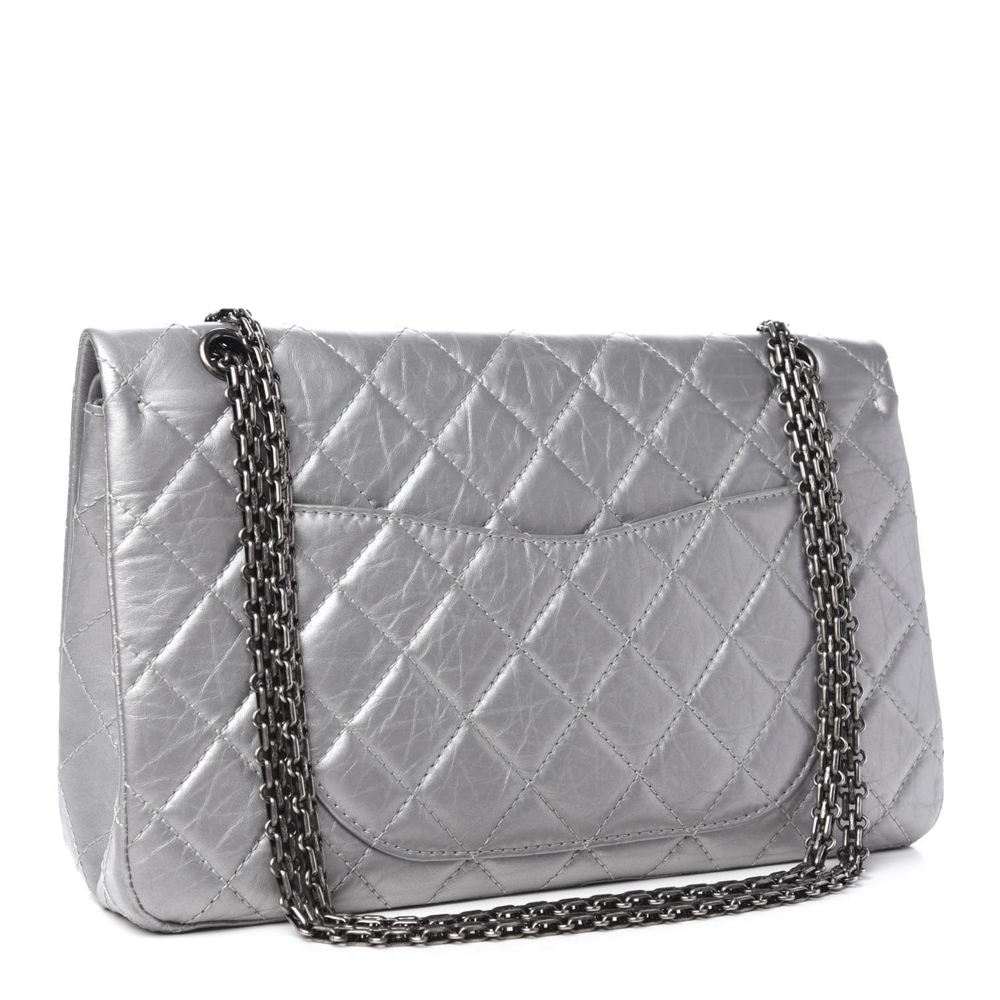 Metallic Aged Calfskin Quilted 2.55 Reissue 227 Flap Silver