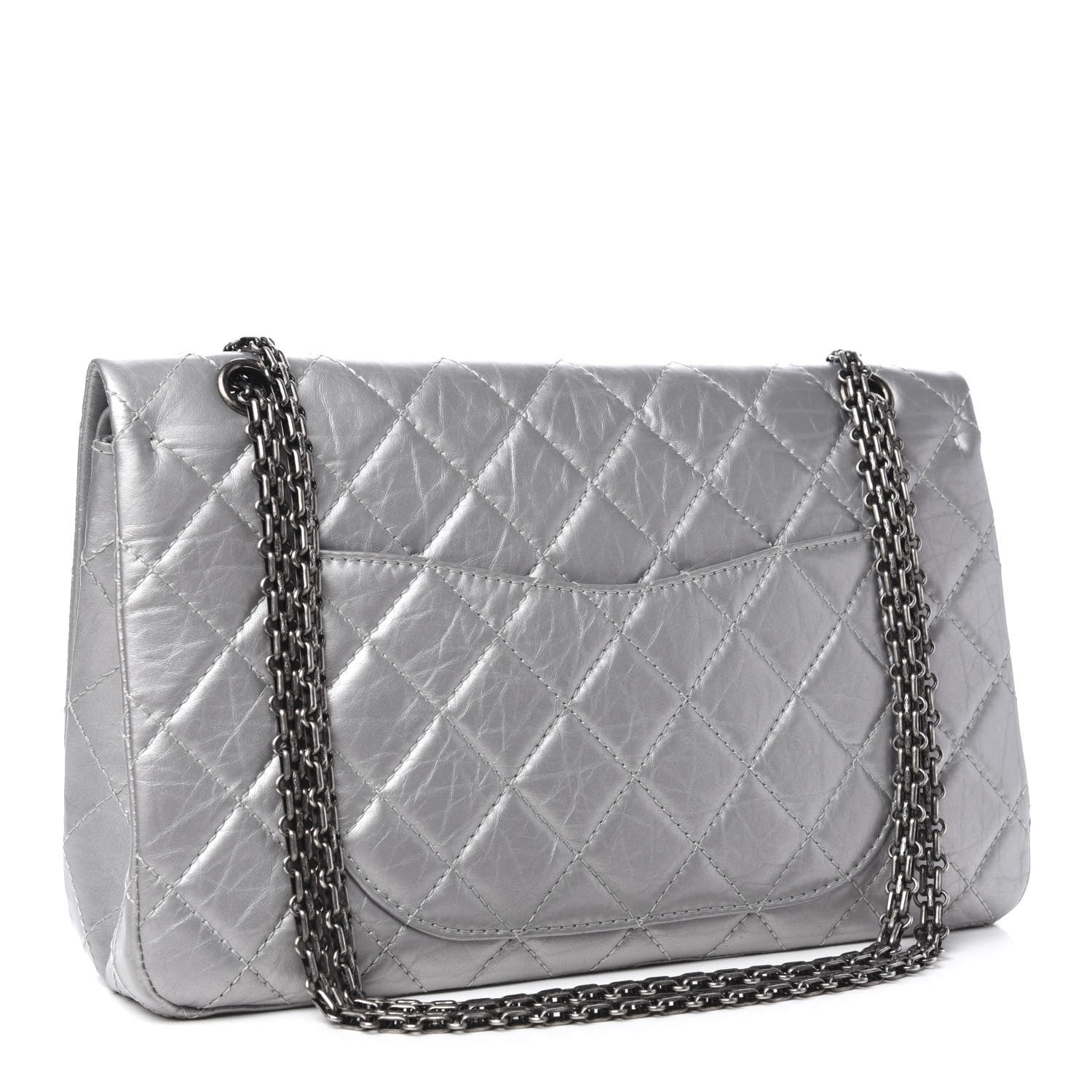 Chanel Metallic Aged Calfskin Quilted 2.55 Reissue 227 Flap Silver 3 of 10