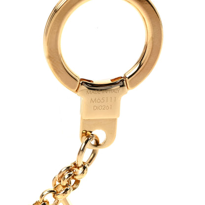 Louis Vuitton Brass Enamel Fleur De Monogram Bag Charm Chain Gold 4 of 4
