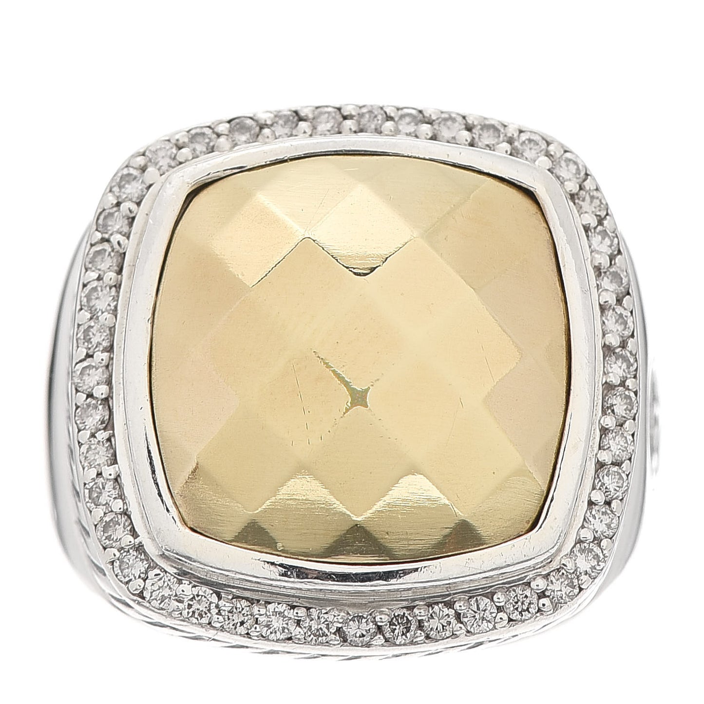 Sterling Silver 18K Yellow Gold Diamond 14mm Albion Statement Ring 54 6.75
