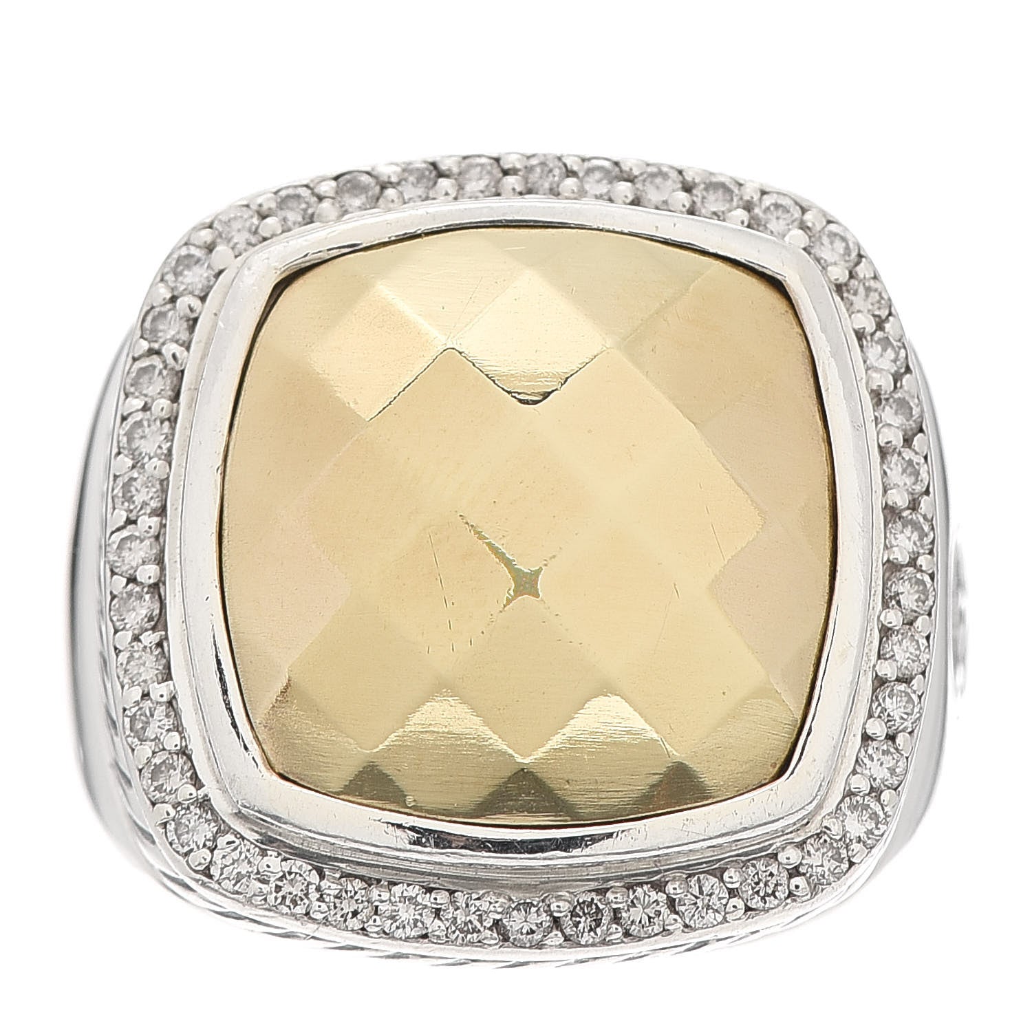 David Yurman Sterling Silver 18K Yellow Gold Diamond 14mm Albion Statement Ring 54 6.75 1 of 6