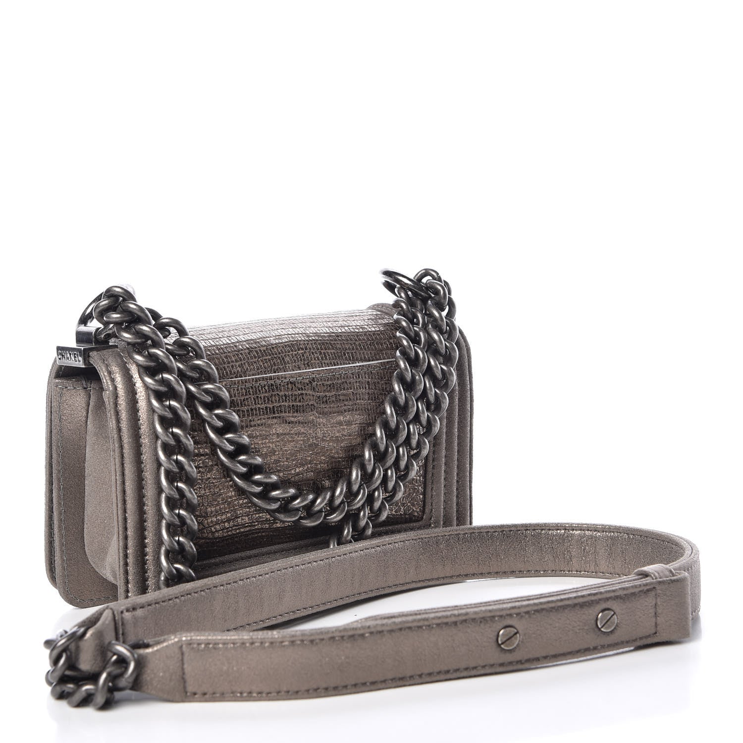 Chanel Metallic Lizard Iridescent Calfskin Mini Boy Flap 3 of 9