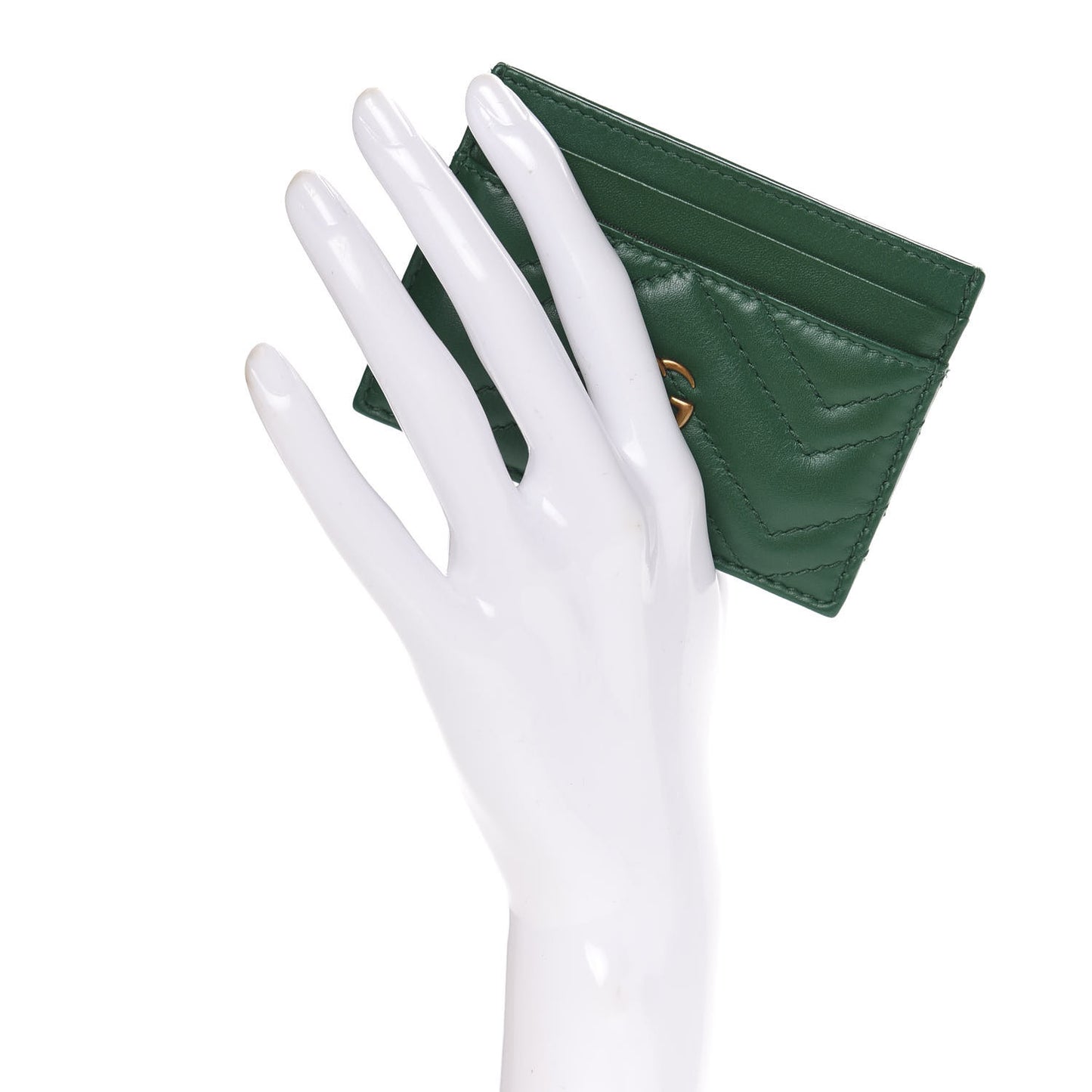Calfskin Matelasse GG Marmont Card Holder Emerald Green