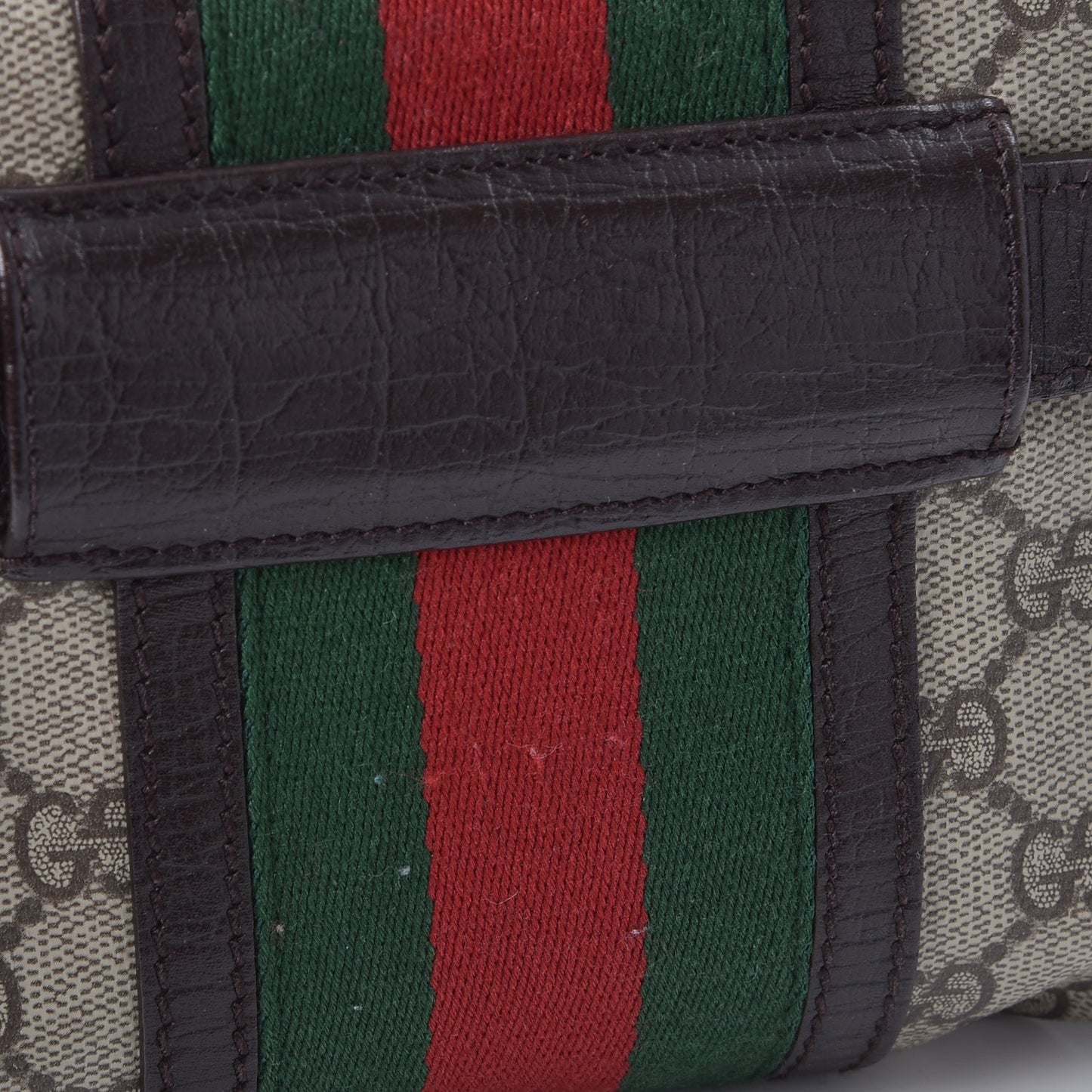 GG Monogram Plus Web Belt Bag Dark Brown