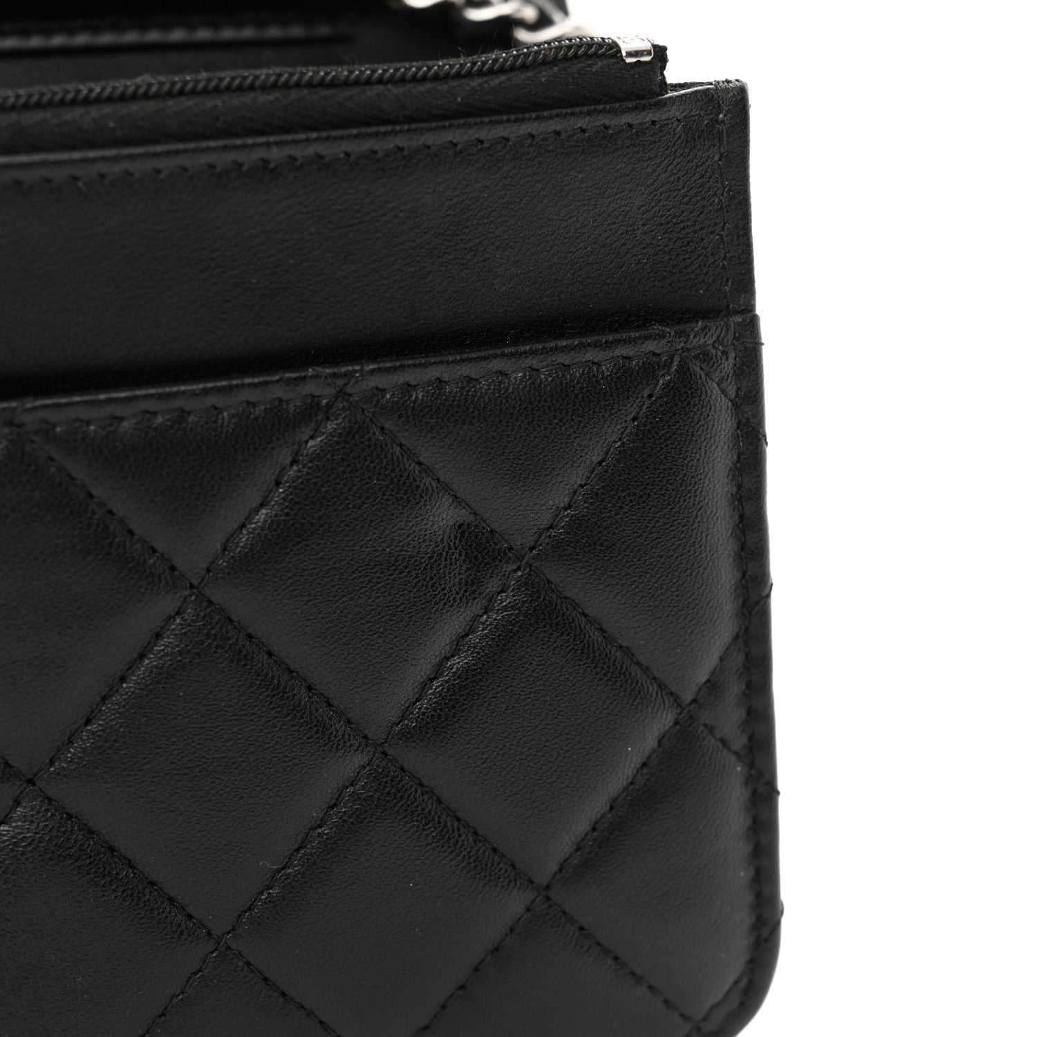 Chanel Lambskin Quilted Crystal CC Wallet On Chain WOC Black 12 of 12