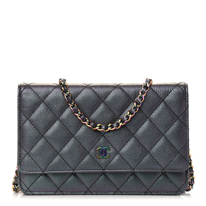 Chanel Iridescent Goatskin Quilted Wallet On Chain WOC Purp 1 of 9