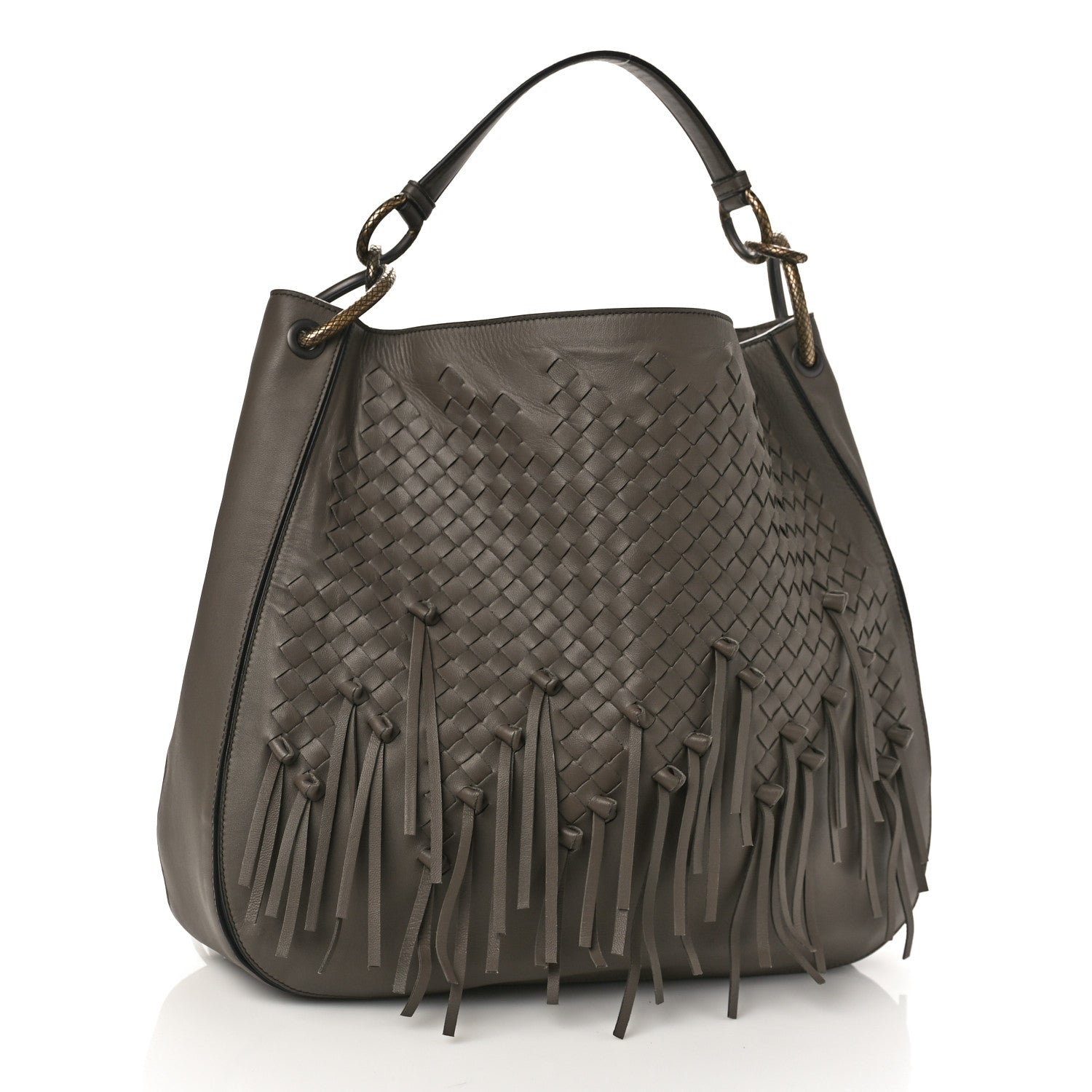 Bottega Veneta Nappa Intrecciato Fringe Large Brio Loop Hobo Brown 2 of 8