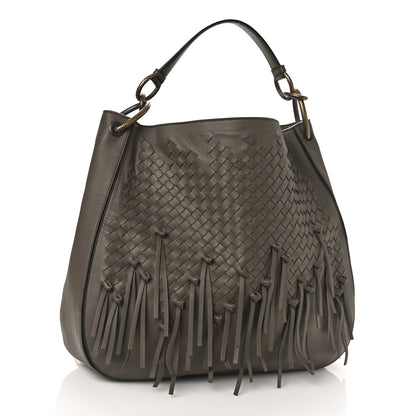 Bottega Veneta Nappa Intrecciato Fringe Large Brio Loop Hobo Brown 2 of 8
