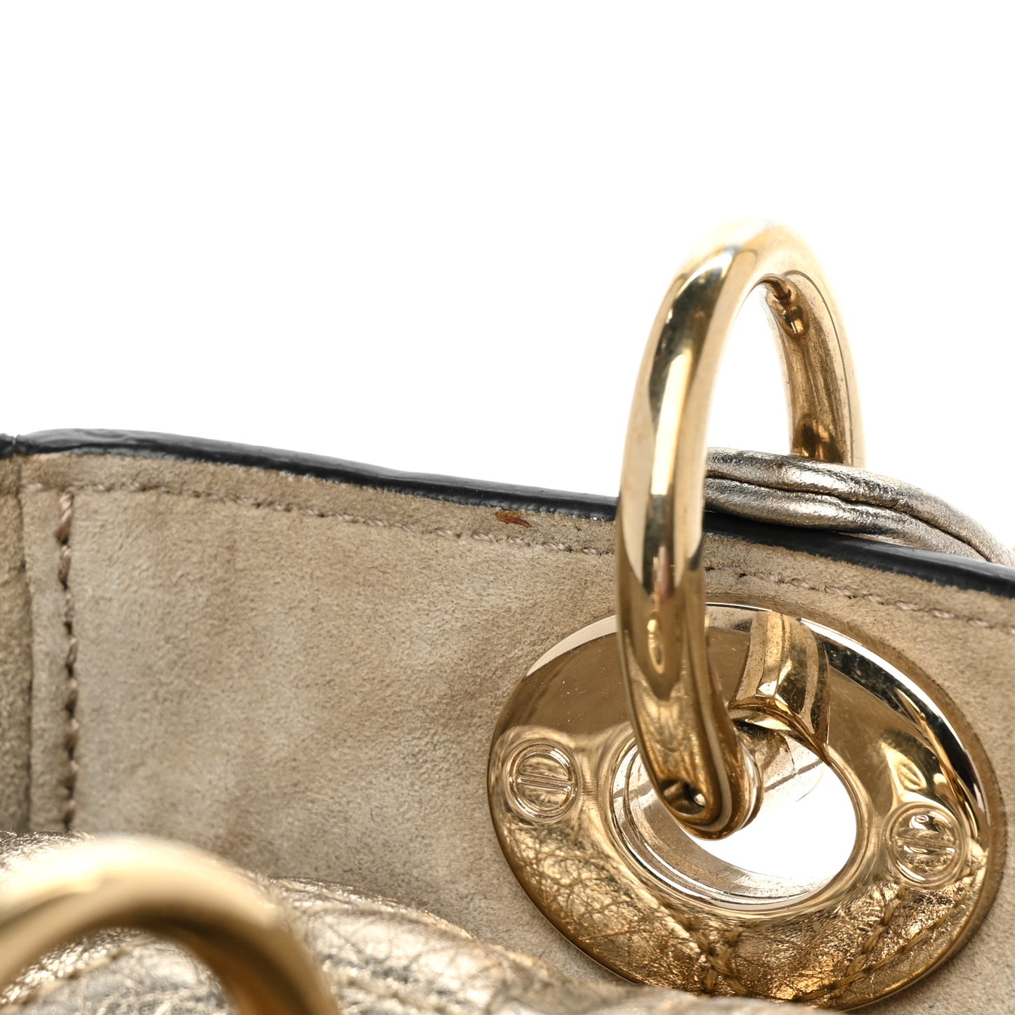 Metallic Grained Calfskin Cannage Medium Supple Lady Dior Gold