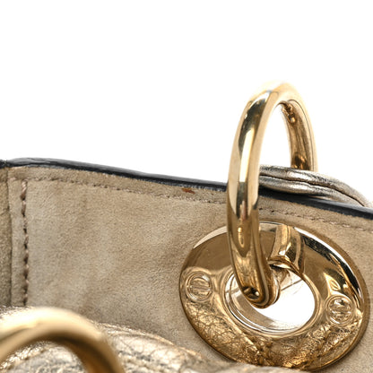 Christian Dior Metallic Grained Calfskin Cannage Medium Supple Lady Dior Gold 26 of 28