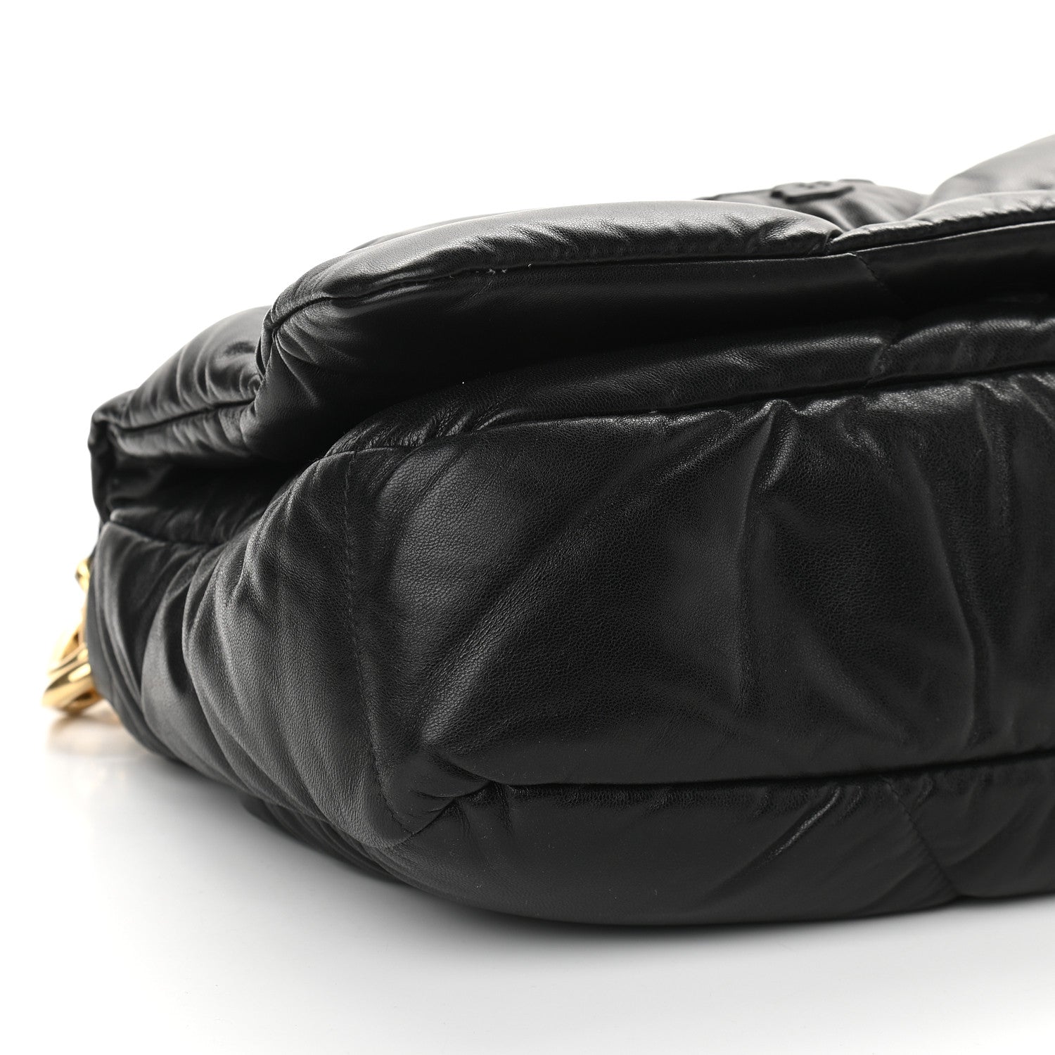 Prada Nappa Soft Padded Logo Embossed Triangle Quilted Shoulder Bag Black 7 of 8