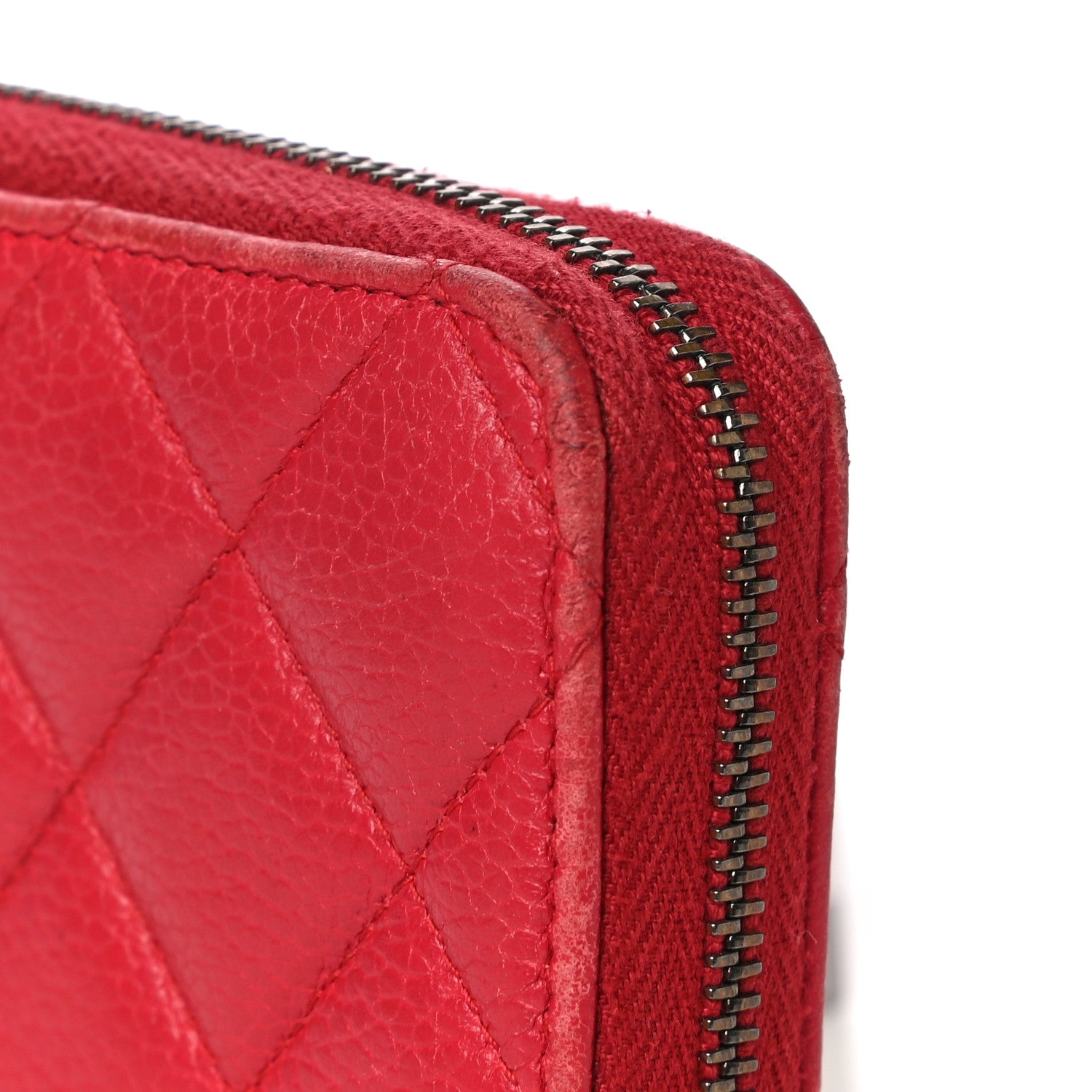 Chanel Caviar Quilted Small Zip Around Wallet Red 13 of 19