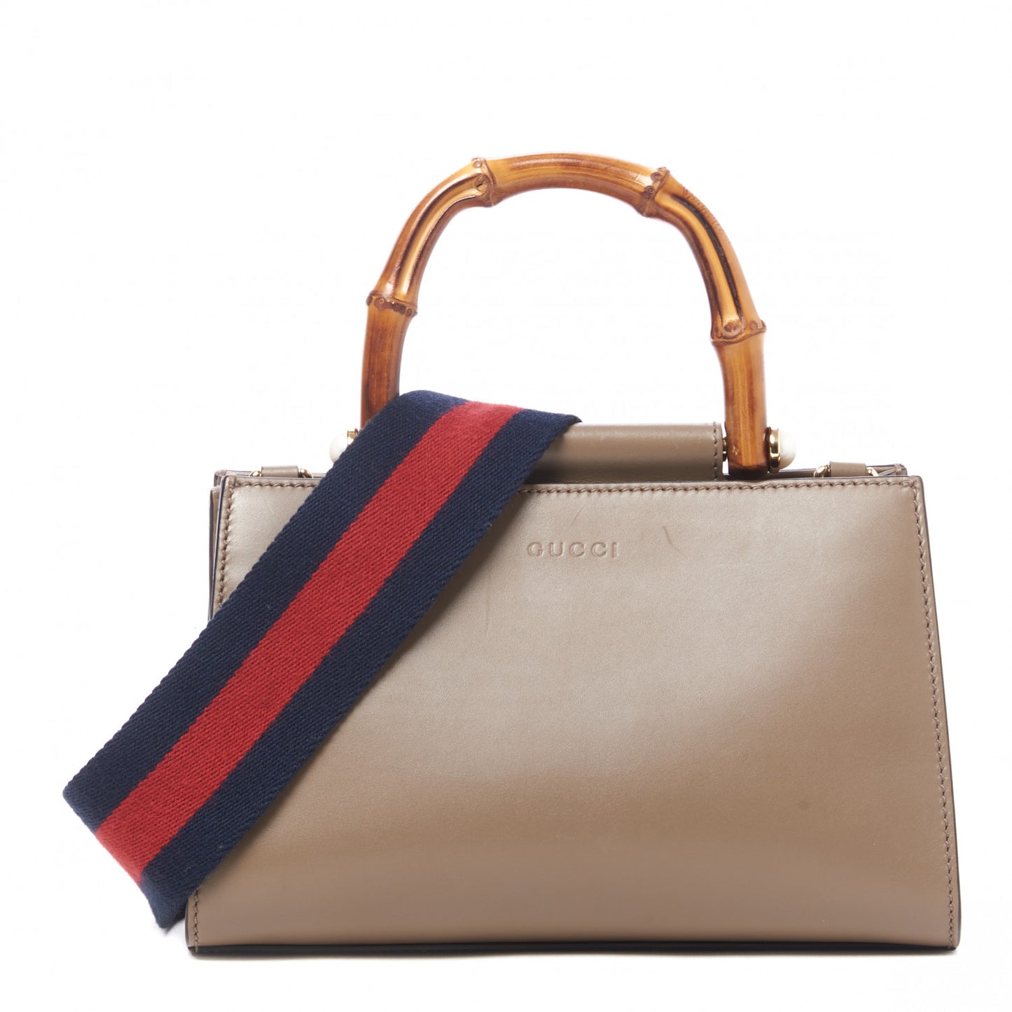 Nappa Bamboo Web Mini Nymphaea Top Handle Bag Brown