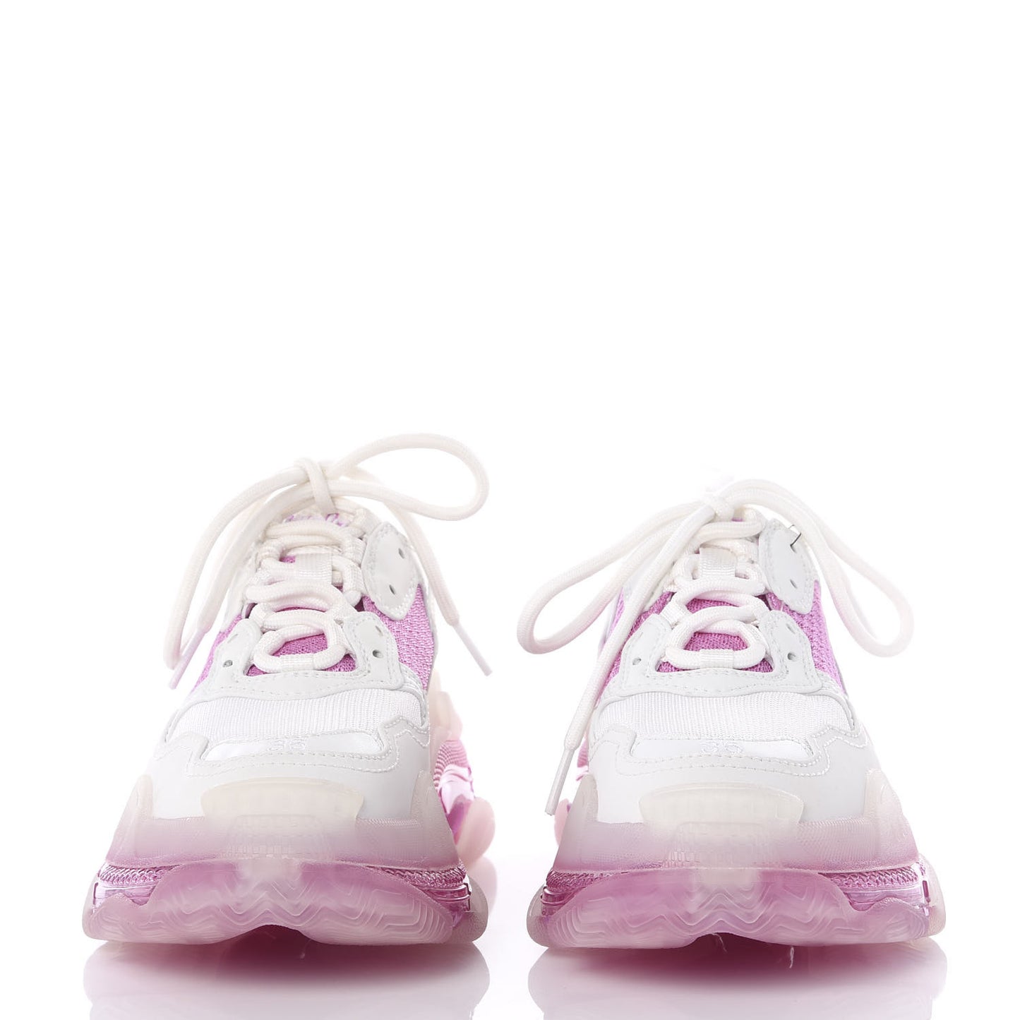 Fabric Mesh Clear Sole Womens Triple S Sneakers 35 White Pink