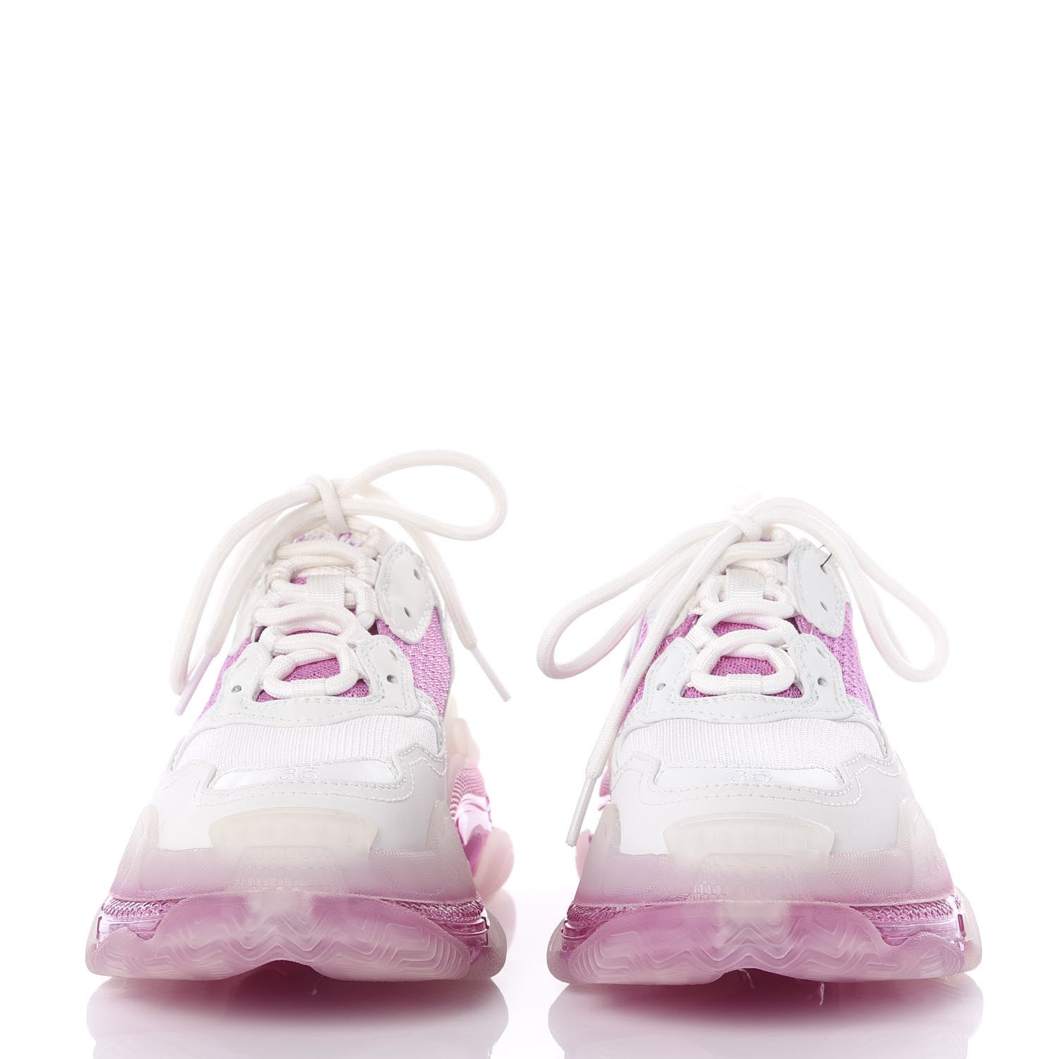 Balenciaga Fabric Mesh Clear Sole Womens Triple S Sneakers 35 White Pink 2 of 10