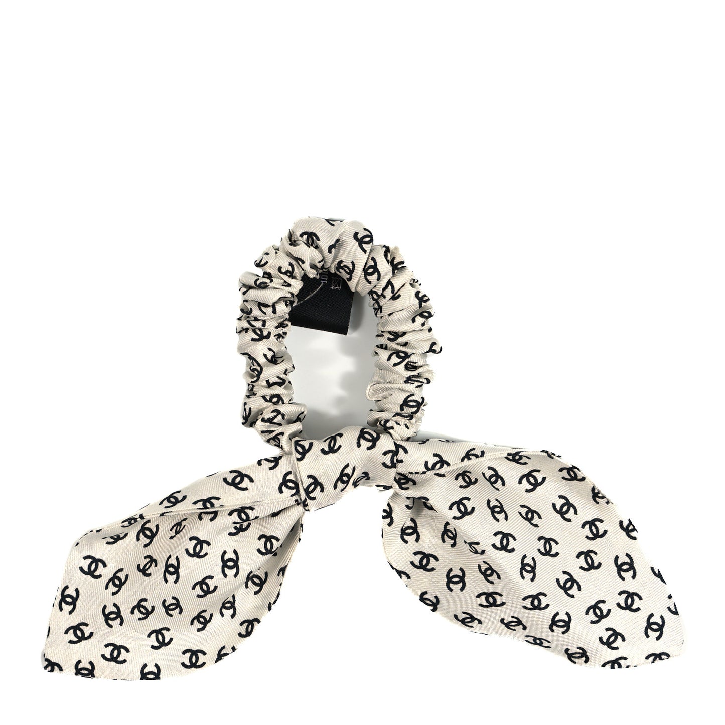 Silk Twill CC Scarf Hair Tie Black White
