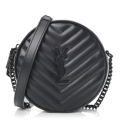 Saint Laurent Calfskin Matelasse Chevron Round Vinyle Camera Bag Black 1 of 5