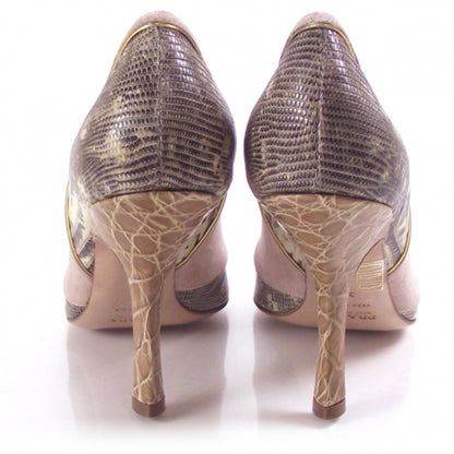 Prada Snakeskin Suede Crocodile Pumps Heels Shoes 39 3 of 8