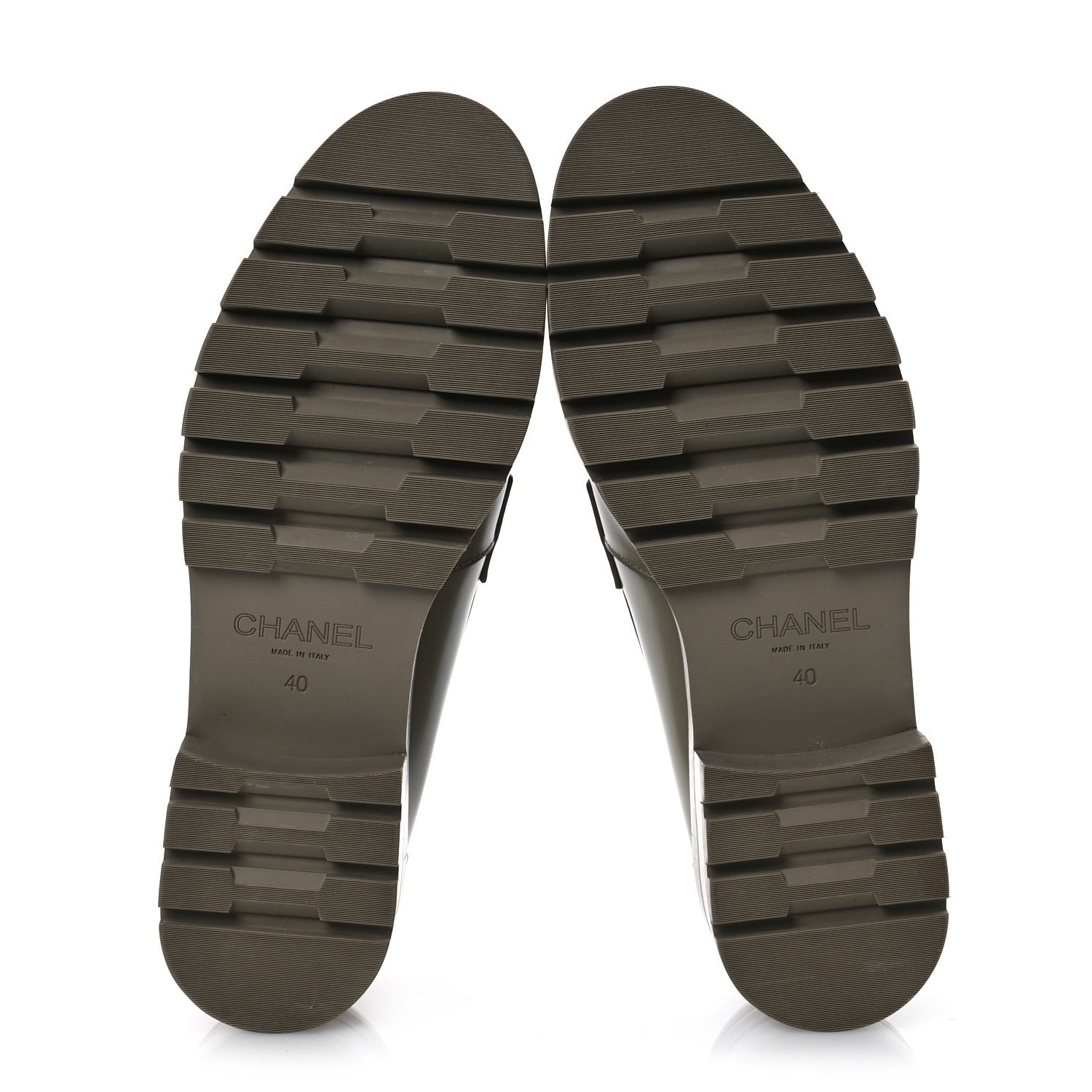 Chanel Calfskin Metal CC Loafers 40 Khaki 7 of 15