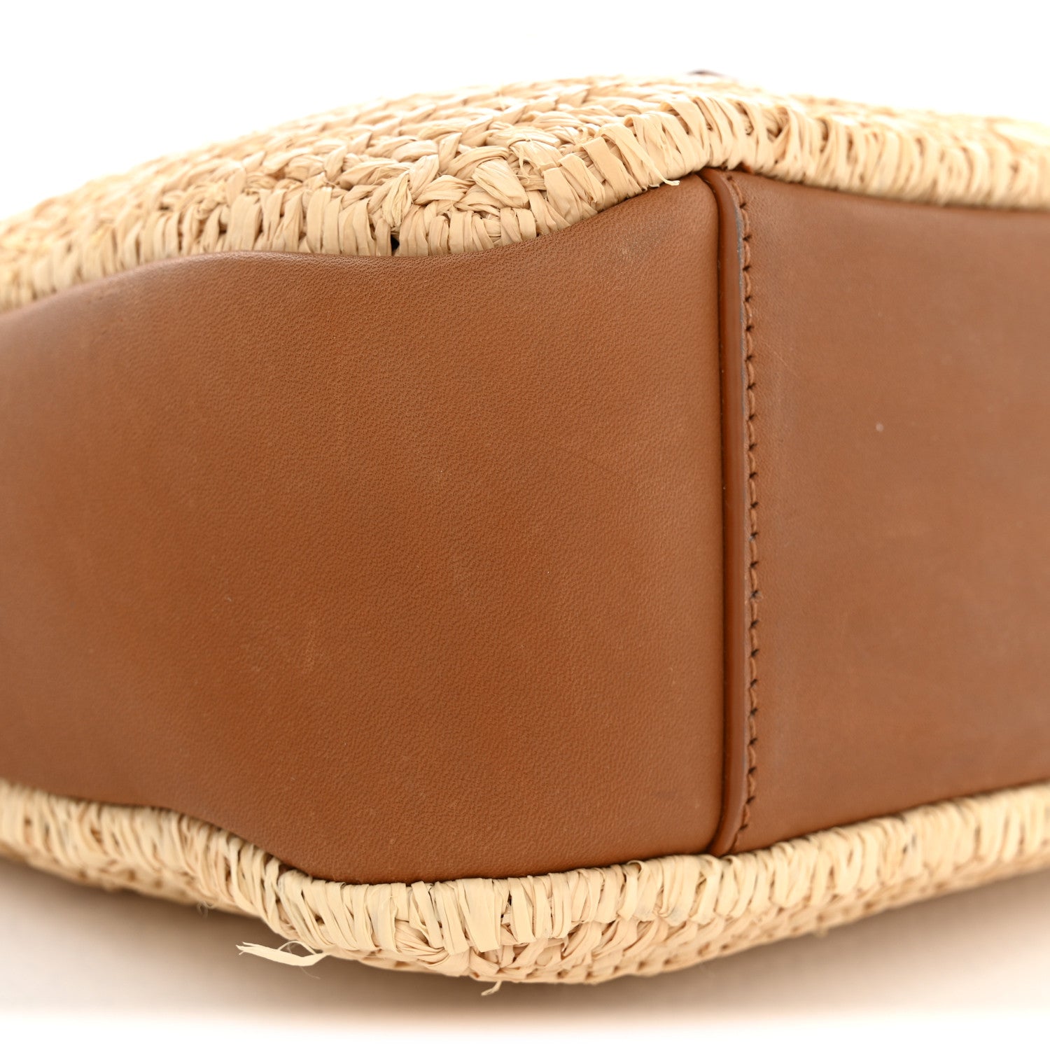 Saint Laurent Raffia Calfskin Le 5 A 7 Baby Hobo  Natural Brick 10 of 12