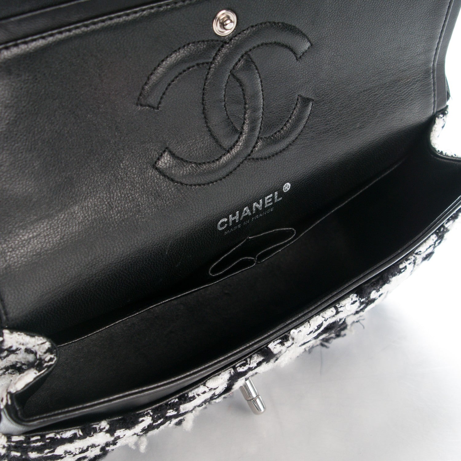 Chanel Tweed Medium Double Flap Black White 5 of 8