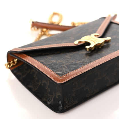 Celine Triomphe Canvas Calfskin Margo Wallet on Chain Tan 8 of 9