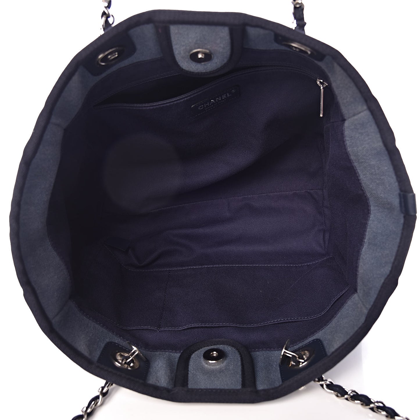 Canvas Sequin Small Deauville Tote Navy