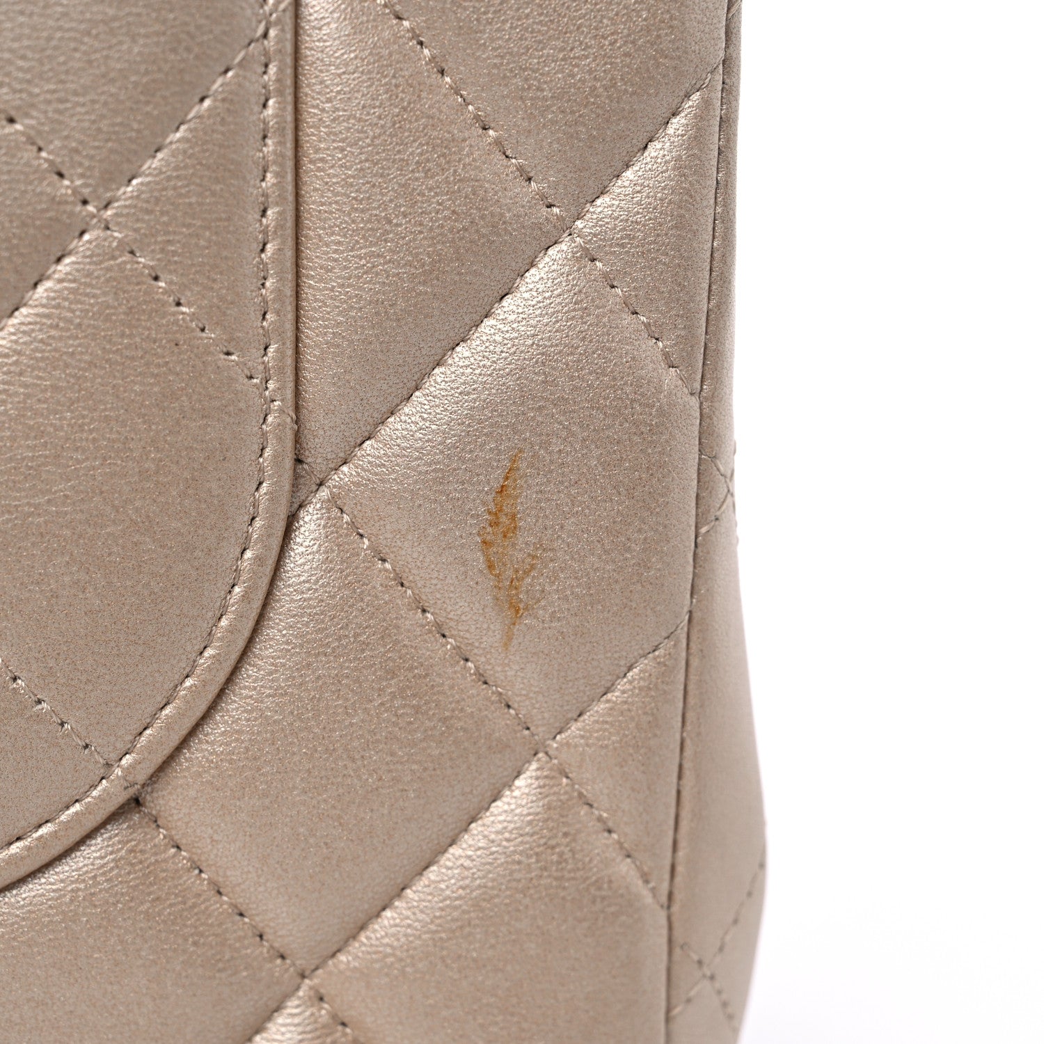 Chanel Metallic Lambskin Quilted Jumbo Double Flap Pale Gold 13 of 14