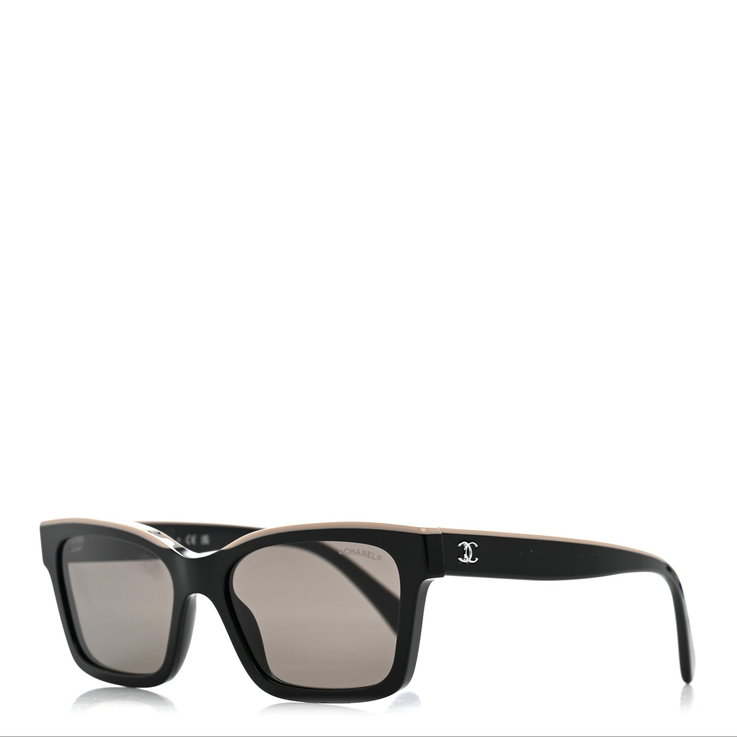 Acetate Logo Square Sunglasses 5417 Black Beige