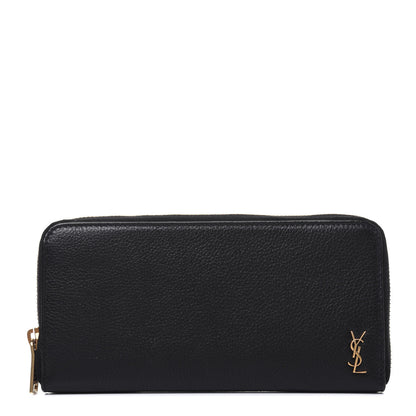 Saint Laurent Grained Calfskin Zip Around Wallet Black 1 of 32