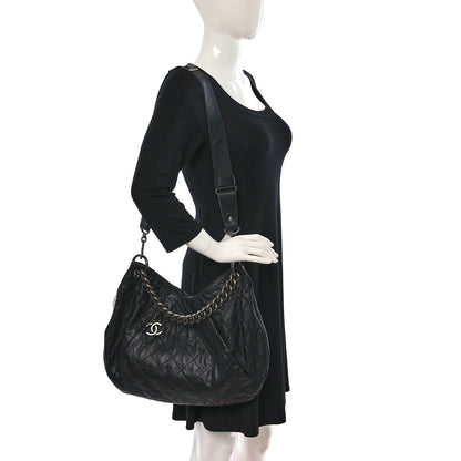 Chanel Calfskin Coco Pleats Hobo Black 2 of 9
