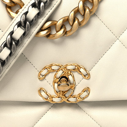 Chanel Goatskin Quilted Medium Chanel 19 Flap White 8 of 10
