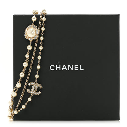 Chanel Pearl Crystal CC Camellia Express Long Necklace Gold 6 of 6