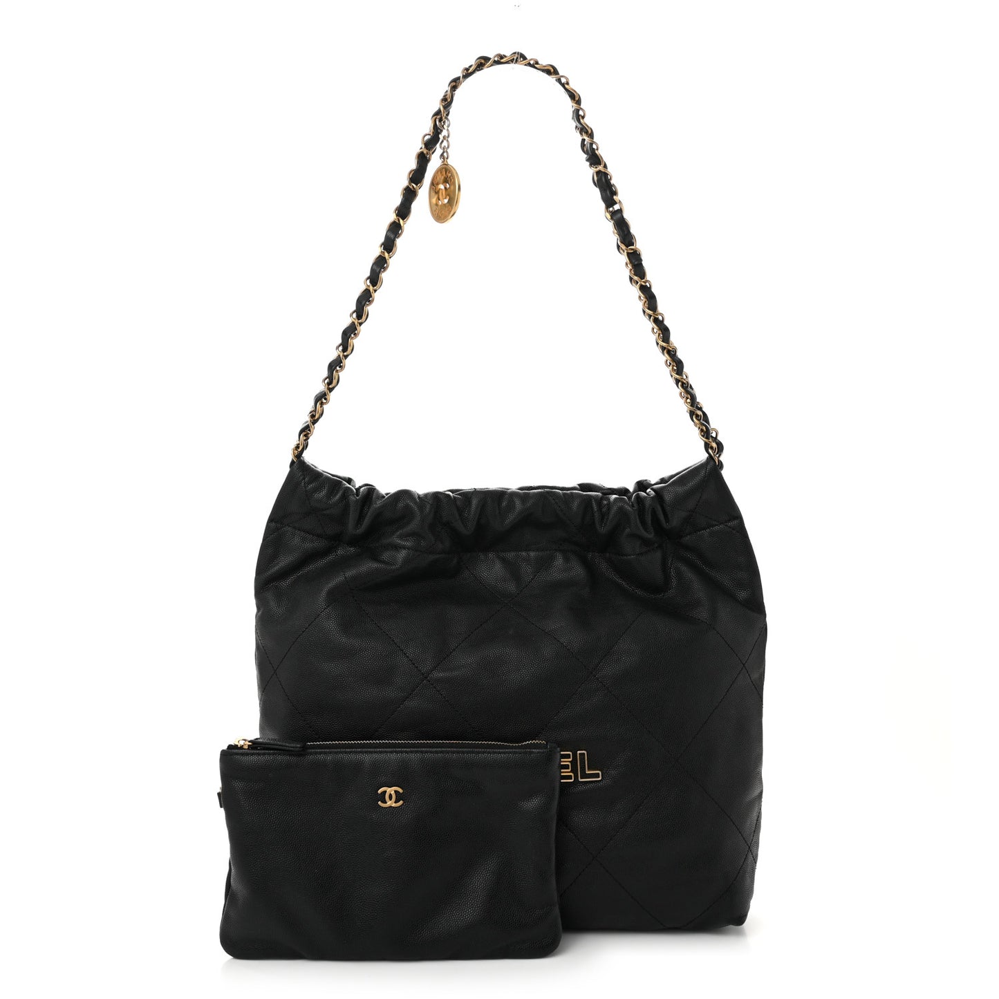 Shiny Caviar Quilted Small Chanel 22 Black