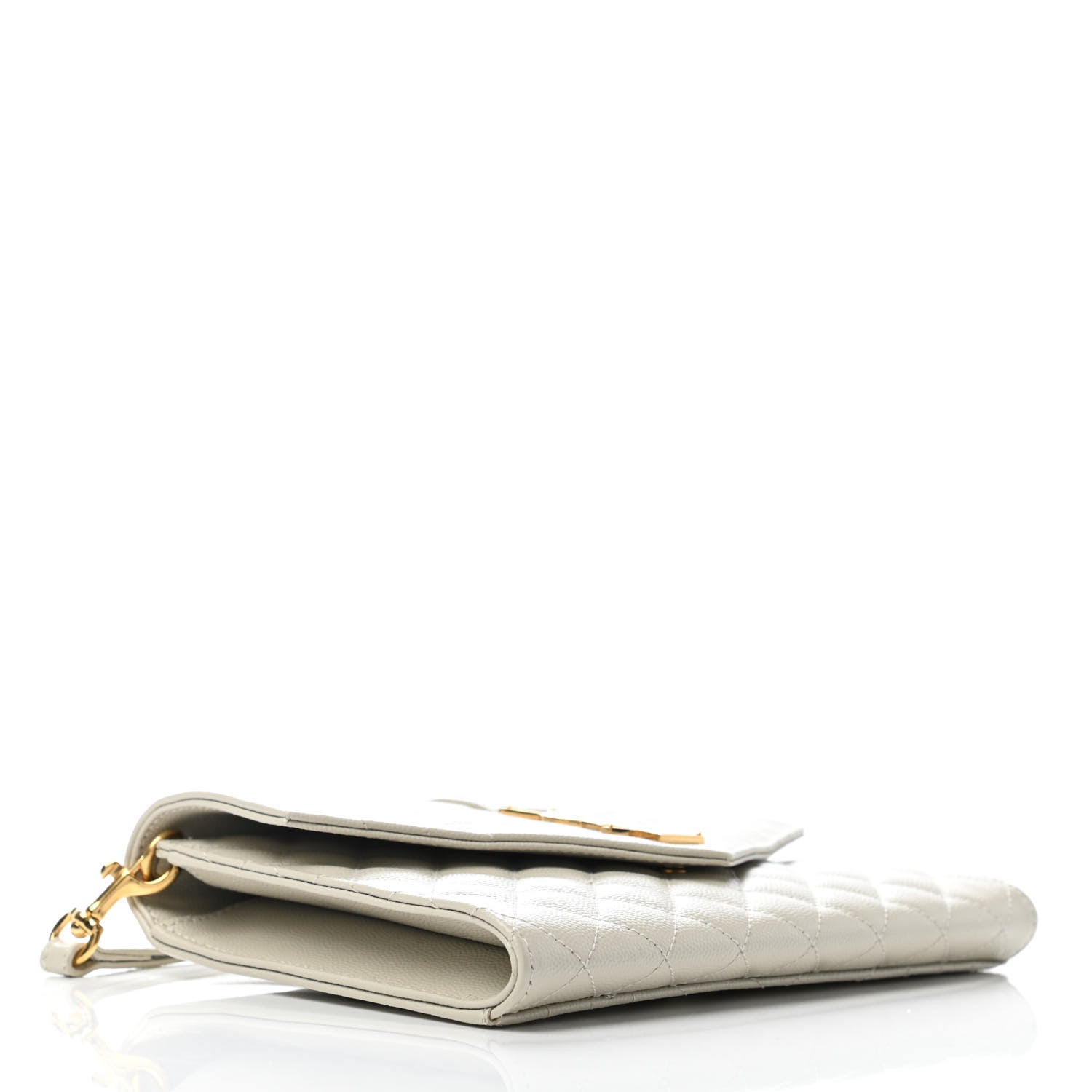 Saint Laurent Grain De Poudre Textured Mixed Matelasse Triquilt Monogram Clutch Blanc Vintage 3 of 6