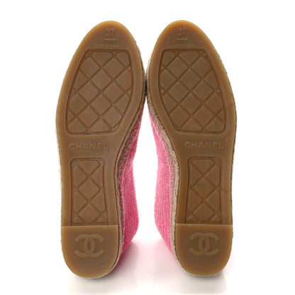 Chanel Tweed Grosgrain CC Espadrilles 36 Pink Ivory Gold Black 5 of 9