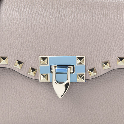 Valentino Garavani Pebbled Calfskin Medium Rockstud Flip Lock Crossbody Bag Poudre 8 of 8