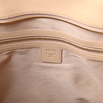 MCM Visetos Striped Medium Anya Shopper Tote White Beige 8 of 11