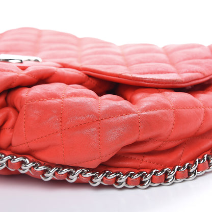 Chanel Washed Lambskin Quilted Large Chain Around Messenger Red 7 of 23