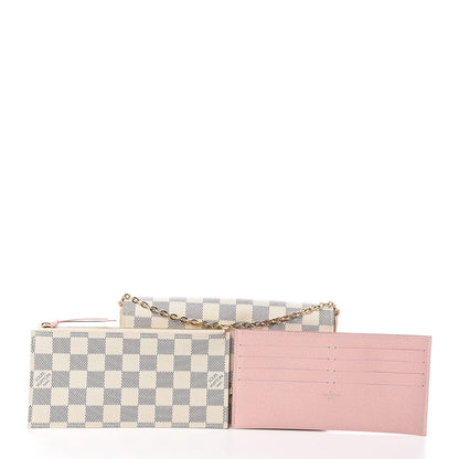 Louis Vuitton Damier Azur Pochette Felicie Chain Wallet Rose Ballerine 10 of 11