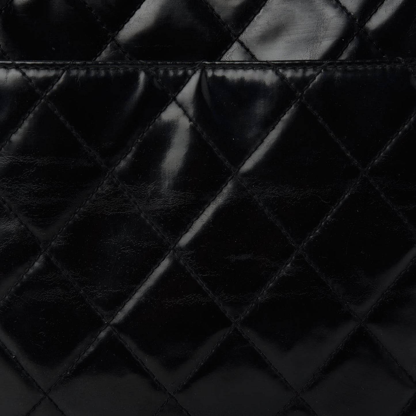 Patent Quilted Shoulder Bag Black
