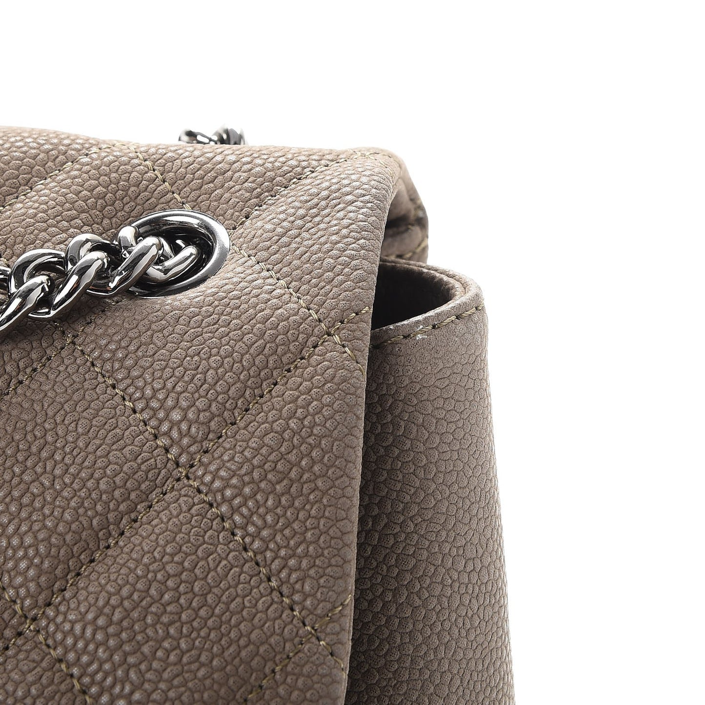 Iridescent Caviar Medium Lady Pearly Flap Khaki