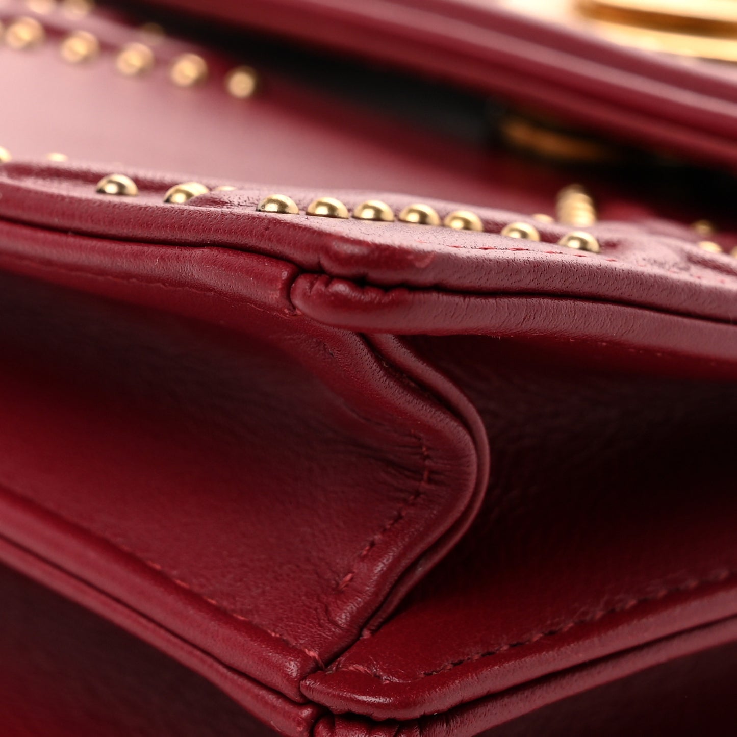 Lambskin Studded Vertical Diorama Spicy Red